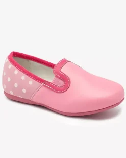 Dziewczęce^Royalfashion Różowe dziewczęce półbuty z eko skóry w groszki Rellme różowy