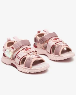 Dziewczęce^Royalfashion Różowe dziewczęce sandały na rzepy Roserro różowy