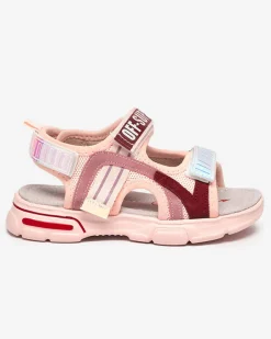Dziewczęce^Royalfashion Różowe sandałki dziewczęce z holograficznymi wstawkami Heilol różowy