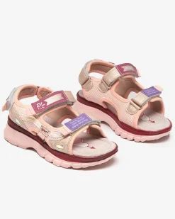 Dziewczęce^Royalfashion Różowe sandały dziecięce z kolorowymi wstawkami Meniko różowy