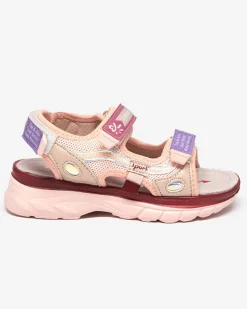 Dziewczęce^Royalfashion Różowe sandały dziecięce z kolorowymi wstawkami Meniko różowy