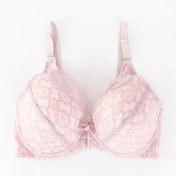 Codzienne^Royalfashion Różowo-szary damski biustonosz koronkowy gołębi szary