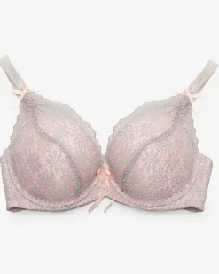 Codzienne^Royalfashion Różowo-szary koronkowy biustonosz damski różowy