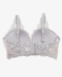 Bralet|Codzienne^Royalfashion damski biustonosz z szarą koronką różowy