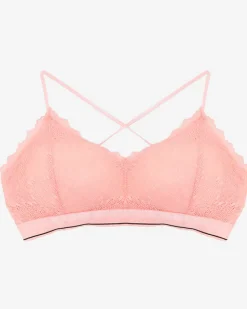 Bralet|Codzienne^Royalfashion damski koronkowy biustonosz typu braletka różowy