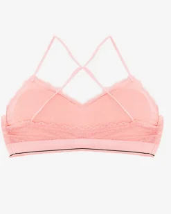 Bralet|Codzienne^Royalfashion damski koronkowy biustonosz typu braletka różowy