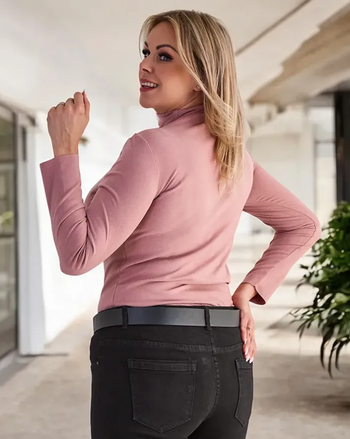 Plus Size|Swetry^Royalfashion sweter damski półgolf różowy