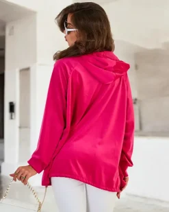 Bluzy^Royalfashion Rozpinana bluza z kapturem damska różowy