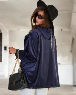 Bluzy^Royalfashion Rozpinana bluza z kapturem damska Ecru