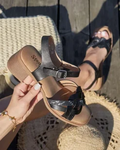 Buty Na Wielkie Wyjście|Sandały Na Słupku^Royalfashion Sandałki damskie na słupku Hinoffa czarny