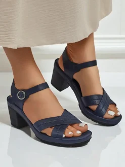 Buty Na Wielkie Wyjście|Sandały Na Słupku^Royalfashion Sandałki damskie na słupku SoleAura niebieski