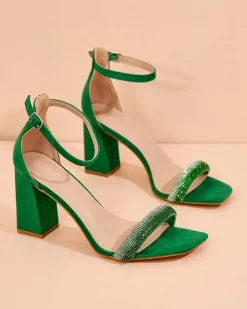 Buty Na Wielkie Wyjście|Sandały Na Słupku^Royalfashion Sandałki damskie na słupku Mines zielony