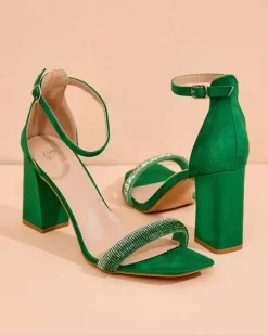 Buty Na Wielkie Wyjście|Sandały Na Słupku^Royalfashion Sandałki damskie na słupku Mines zielony