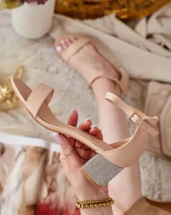 Buty Na Wielkie Wyjście|Sandały Na Słupku^Royalfashion Sandałki damskie na słupku Zeye beżowy