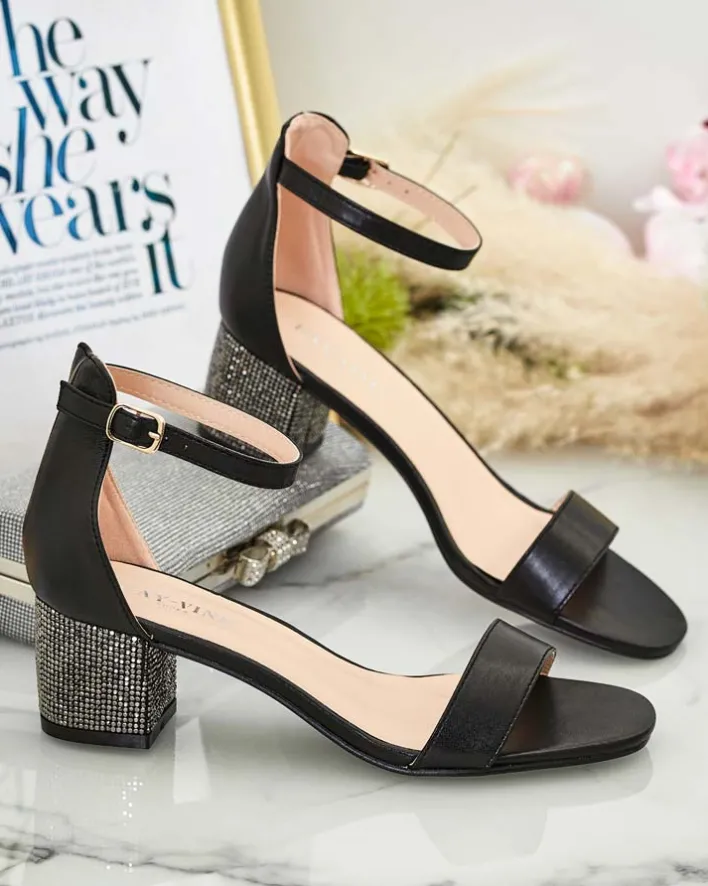 Buty Na Wielkie Wyjście|Sandały Na Słupku^Royalfashion Sandałki damskie na słupku Zeye czarny