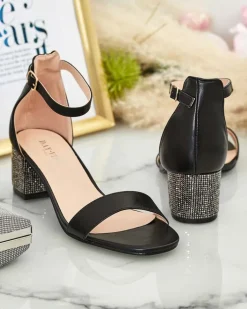 Buty Na Wielkie Wyjście|Sandały Na Słupku^Royalfashion Sandałki damskie na słupku Zeye czarny