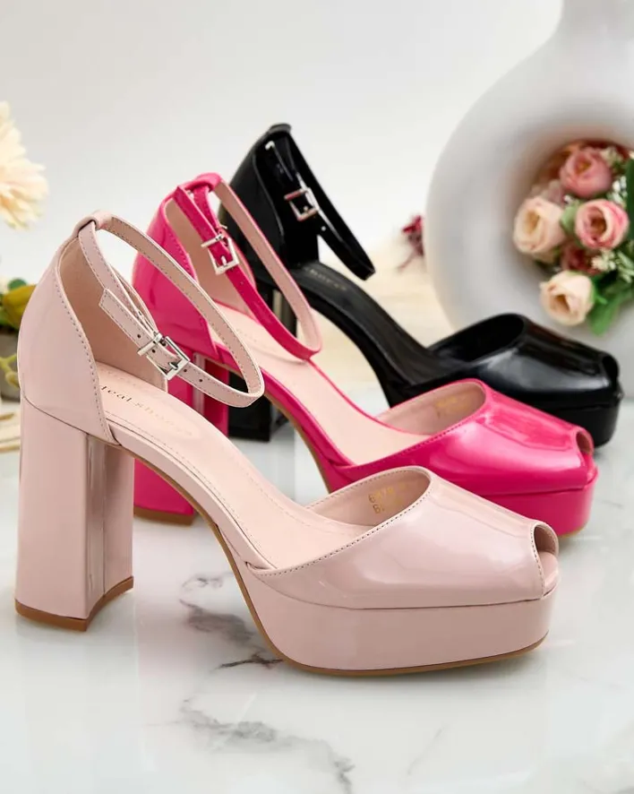 Buty Na Wielkie Wyjście|Sandały Na Słupku^Royalfashion Sandały damskie na słupku lakierowane Lefeyoa Fuksjowy