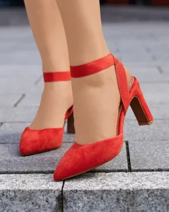 Buty Na Wielkie Wyjście|Klasyczne^Royalfashion Sandały damskie na słupku w kolorze m Brossi pomarańczowy