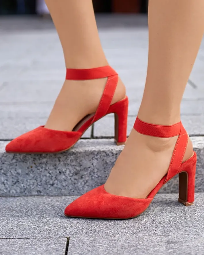 Buty Na Wielkie Wyjście|Klasyczne^Royalfashion Sandały damskie na słupku w kolorze m Brossi pomarańczowy