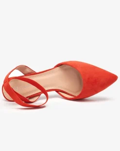 Buty Na Wielkie Wyjście|Klasyczne^Royalfashion Sandały damskie na słupku w kolorze m Brossi pomarańczowy