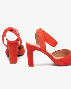 Buty Na Wielkie Wyjście|Klasyczne^Royalfashion Sandały damskie na słupku w kolorze m Brossi pomarańczowy