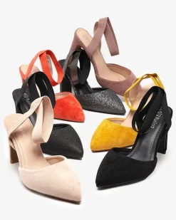 Buty Na Wielkie Wyjście|Klasyczne^Royalfashion Sandały damskie na słupku w kolorze m Brossi pomarańczowy