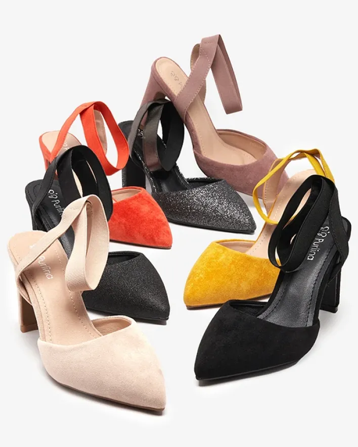 Buty Na Wielkie Wyjście|Klasyczne^Royalfashion Sandały damskie na słupku w kolorze m Brossi pomarańczowy