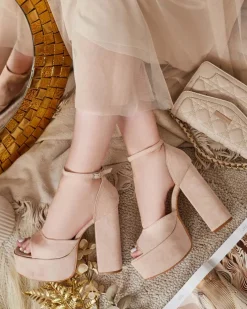 Buty Na Wielkie Wyjście|Sandały Na Słupku^Royalfashion Sandały damskie na słupku Piovias beżowy