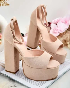 Buty Na Wielkie Wyjście|Sandały Na Słupku^Royalfashion Sandały damskie na słupku Piovias beżowy