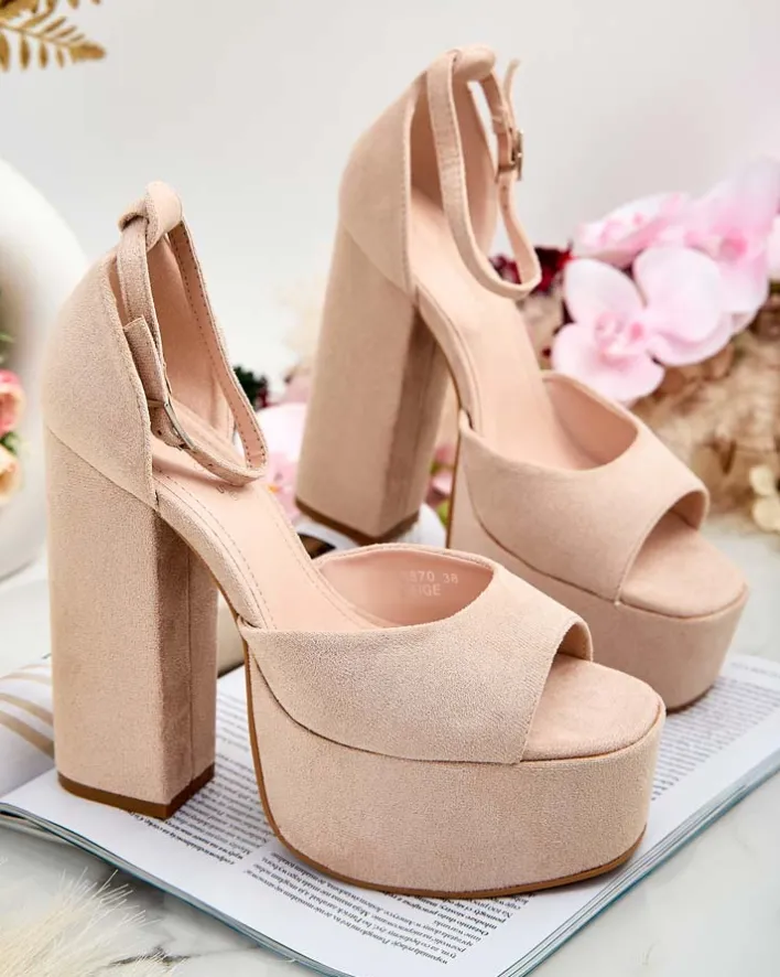 Buty Na Wielkie Wyjście|Sandały Na Słupku^Royalfashion Sandały damskie na słupku Piovias beżowy
