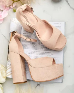 Buty Na Wielkie Wyjście|Sandały Na Słupku^Royalfashion Sandały damskie na słupku Piovias beżowy