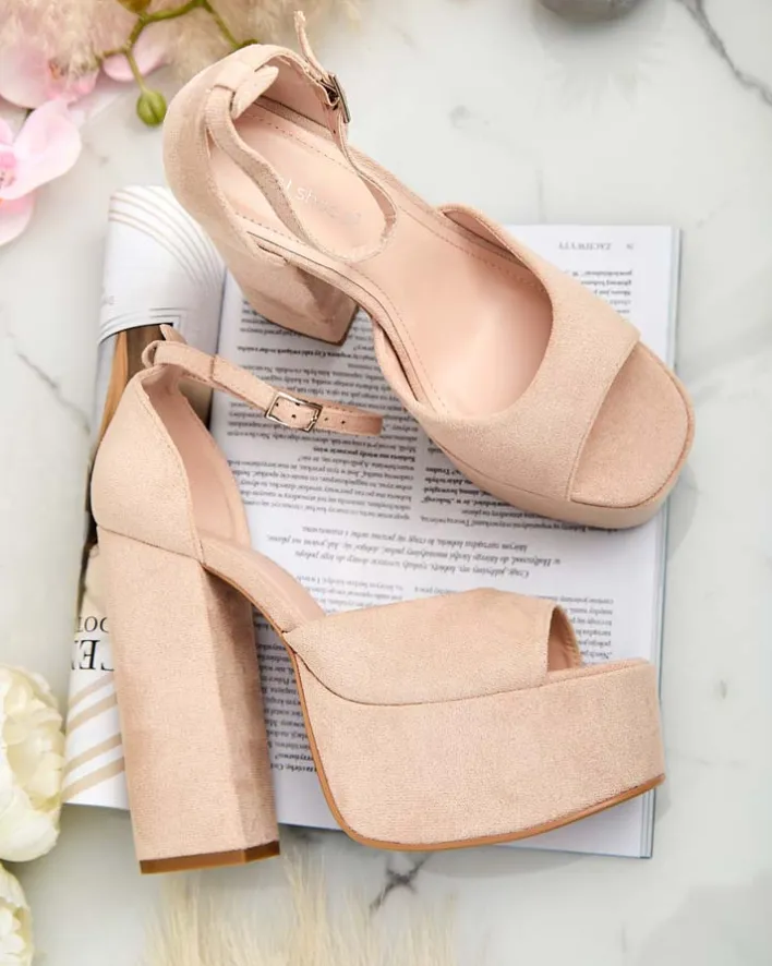 Buty Na Wielkie Wyjście|Sandały Na Słupku^Royalfashion Sandały damskie na słupku Piovias beżowy