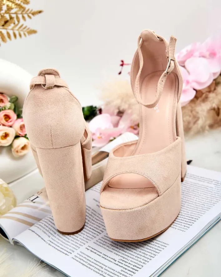 Buty Na Wielkie Wyjście|Sandały Na Słupku^Royalfashion Sandały damskie na słupku Piovias beżowy