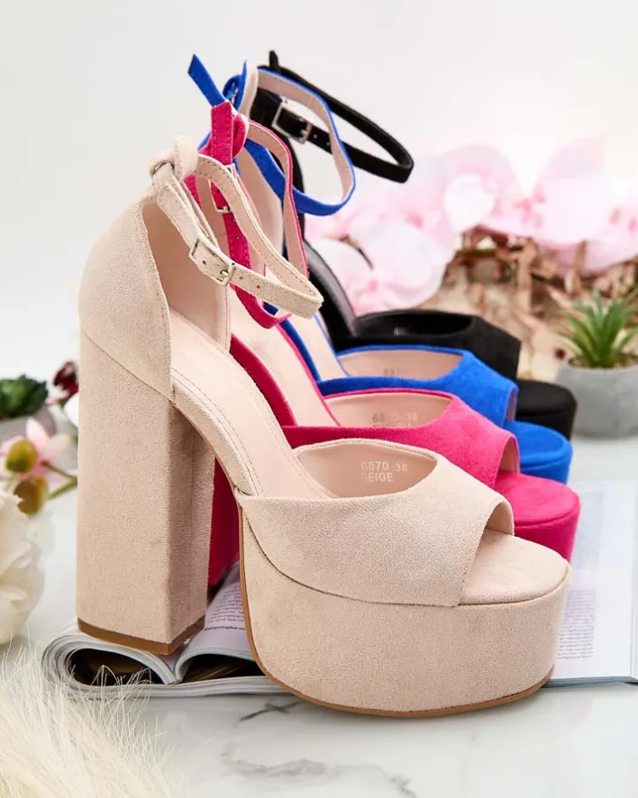 Buty Na Wielkie Wyjście|Sandały Na Słupku^Royalfashion Sandały damskie na słupku Piovias beżowy