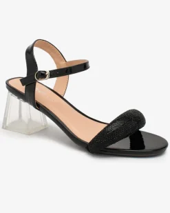 Buty Na Wielkie Wyjście|Sandały Na Słupku^Royalfashion Sandały damskie na słupku w kolorze m Halenssa czarny