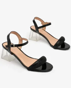 Buty Na Wielkie Wyjście|Sandały Na Słupku^Royalfashion Sandały damskie na słupku w kolorze m Halenssa czarny