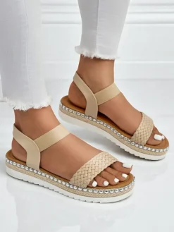 Sandały Płaskie^Royalfashion Sandały damskie Bellavia beżowy