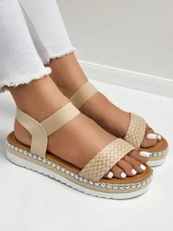 Sandały Płaskie^Royalfashion Sandały damskie Bellavia beżowy