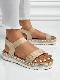 Sandały Płaskie^Royalfashion Sandały damskie Bellavia beżowy