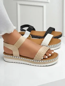 Sandały Płaskie^Royalfashion Sandały damskie Bellavia beżowy