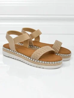 Sandały Płaskie^Royalfashion Sandały damskie Bellavia beżowy