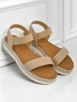 Sandały Płaskie^Royalfashion Sandały damskie Bellavia beżowy