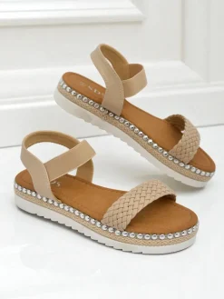 Sandały Płaskie^Royalfashion Sandały damskie Bellavia beżowy