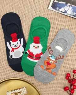 Skarpetki^Royalfashion Skarpety typu stopki ze świątecznym nadrukiem 3/pak