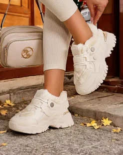 Ocieplane|Sneakersy^Royalfashion Sneakersy damskie z ociepleniem Poriomo beżowy