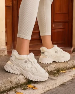 Ocieplane|Sneakersy^Royalfashion Sneakersy damskie z ociepleniem Poriomo beżowy