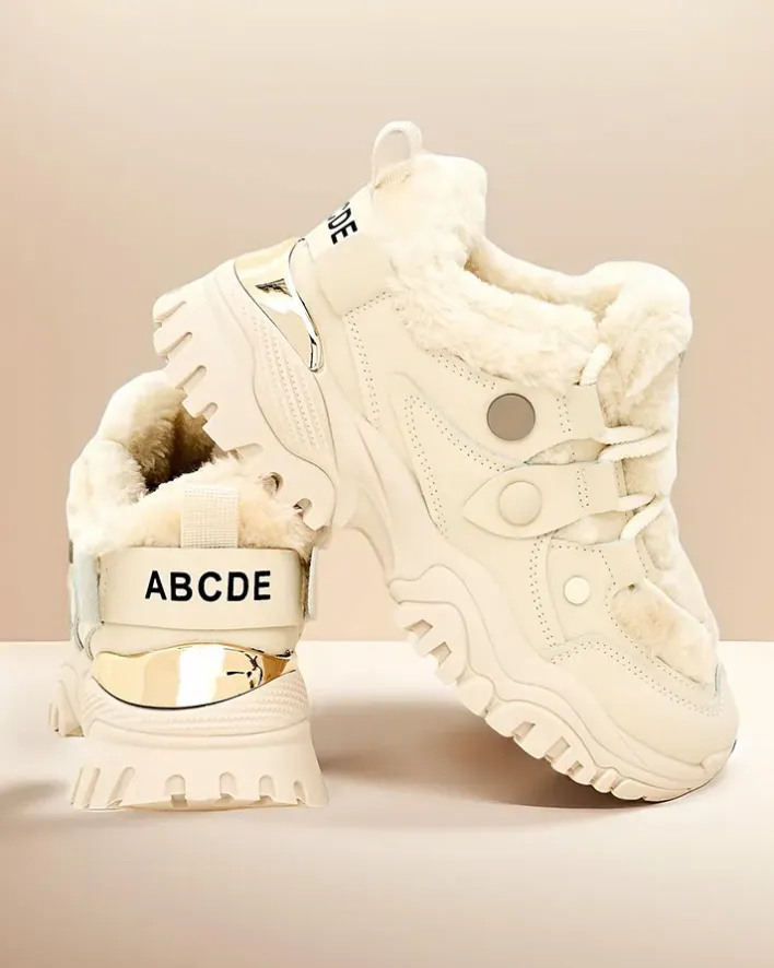 Ocieplane|Sneakersy^Royalfashion Sneakersy damskie z ociepleniem Poriomo beżowy