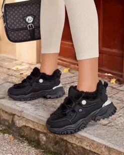 Ocieplane|Sneakersy^Royalfashion Sneakersy damskie z ociepleniem Poriomo czarny