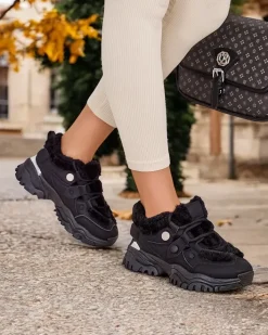 Ocieplane|Sneakersy^Royalfashion Sneakersy damskie z ociepleniem Poriomo czarny