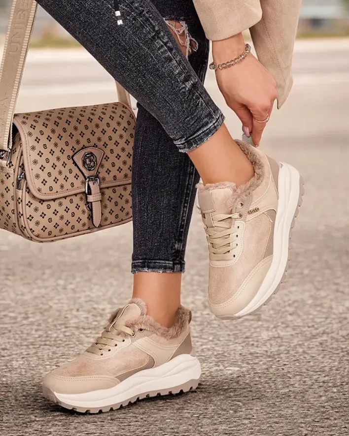 Ocieplane|Sneakersy^Royalfashion Sneakersy damskie z ociepleniem Ruffi brązowy